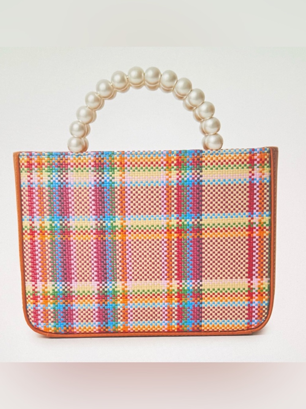 Lele Sadoughi, brand new picnic plaid Pearl-Handle Multicolor Tote, sold out